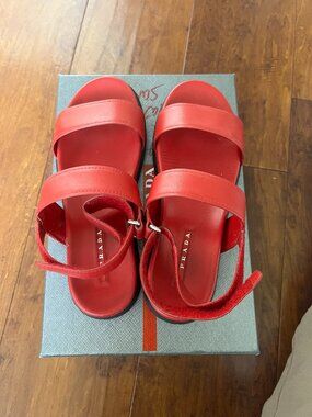 Vintage Prada Leather Velcro Strap Sandals